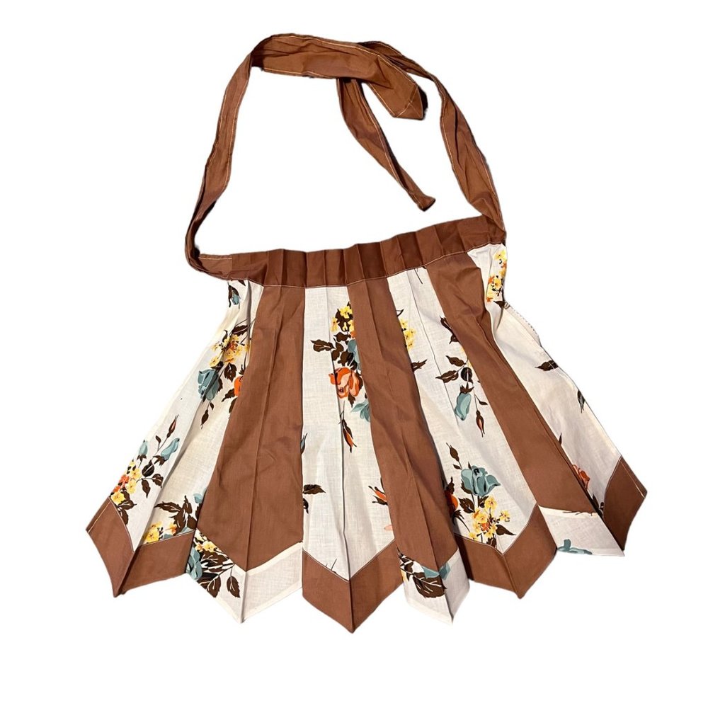 Vintage Floral Pleated Tie Waist Apron